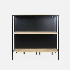 Wood and metal high table with 2 stools