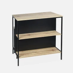 Wood and metal high table with 2 stools