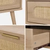 Wood and rounded cane rattan coffee table