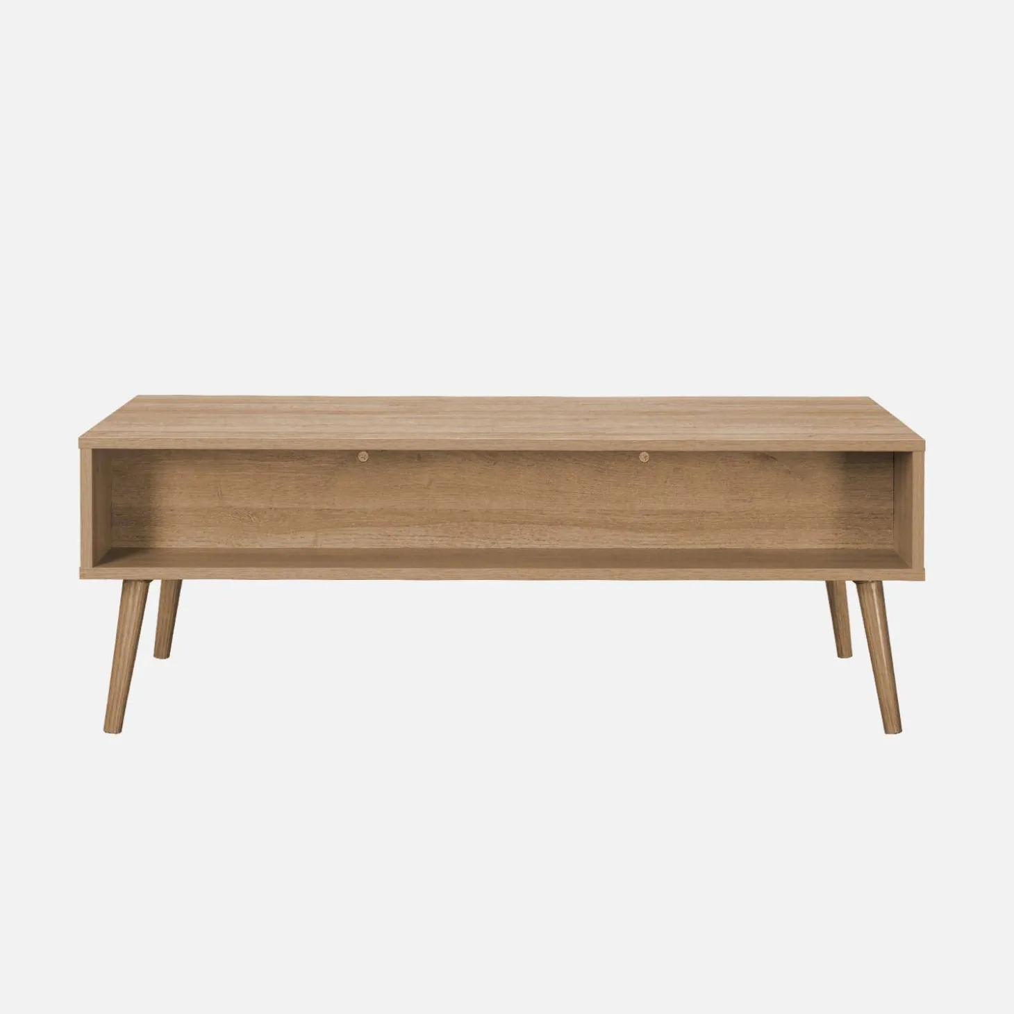 Wood and rounded cane rattan coffee table