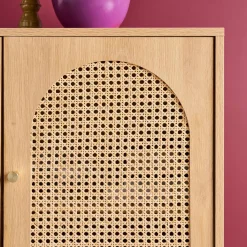 Wood decor and rattan sideboard 3 doors 120cm