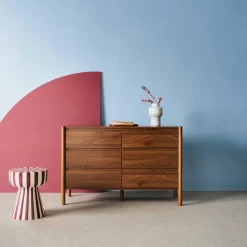 Wood decor chest with 6 drawers