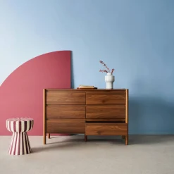 Wood decor chest with 6 drawers