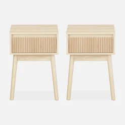 Wood decor 1 drawer bedside table (set of 2)