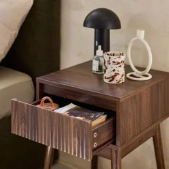 Wood decor 1 drawer bedside table (set of 2)