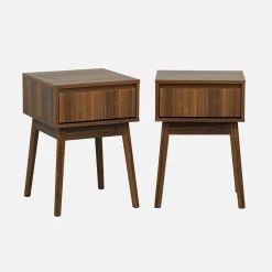 Wood decor 1 drawer bedside table (set of 2)