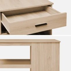 Wood decor kitchen island with wine rack L100cm