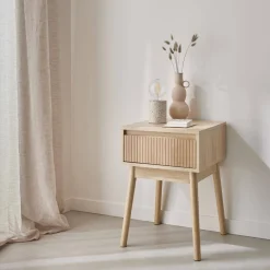 Wood decor one drawer bedside table