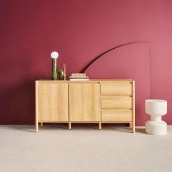 Wood decor sideboard 2 doors 3 drawers 150cm