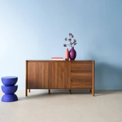 Wood decor sideboard 2 doors 3 drawers 150cm