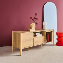 Wood decor TV stand 2 doors 1 drawer 140cm