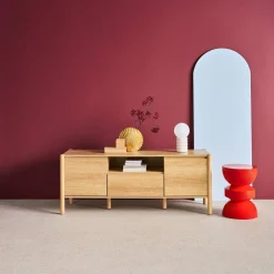 Wood decor TV stand 2 doors 1 drawer 140cm