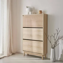 Wood 3-door shoe cabinet