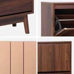 Wood 3-door shoe cabinet