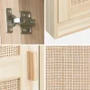 Wood effect and cane dressing cupboard, 1 door, 5 shelves