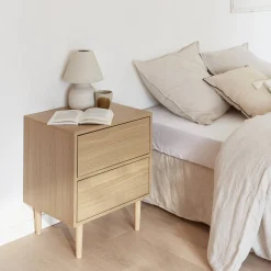 Wood-effect bedside table