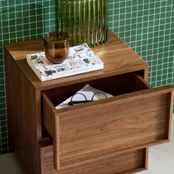 Wood effect bedside table 2 drawers (set of 2)