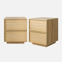 Wood effect bedside table 2 drawers (set of 2)