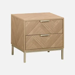 Wood-effect bedside table with herringbone pattern