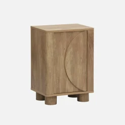 Wood effect bedside table with 1 reversible door