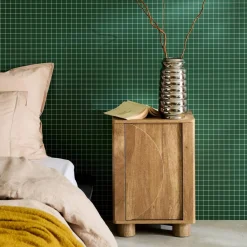 Wood effect bedside table with 1 reversible door