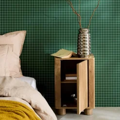 Wood effect bedside table with 1 reversible door