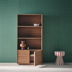 Wood effect bookshelf 2 doors 5 levels