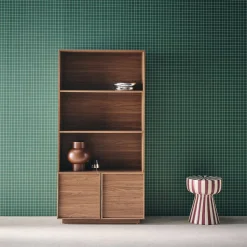 Wood effect bookshelf 2 doors 5 levels