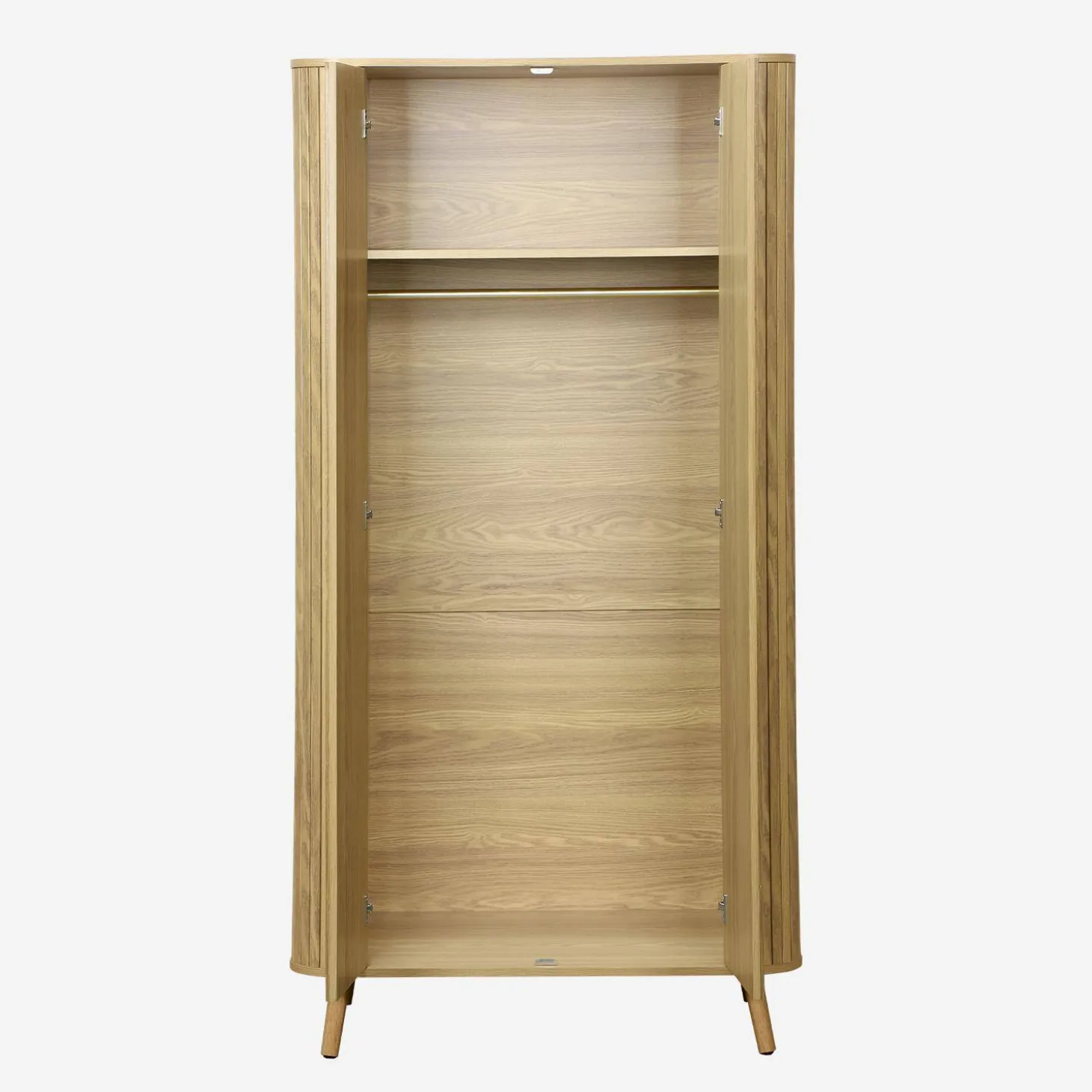 Wood effect cabinet with shelf and hanger