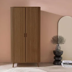 Wood effect cabinet with shelf and hanger