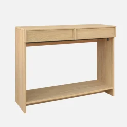 Wood effect console 2 drawers and shelf