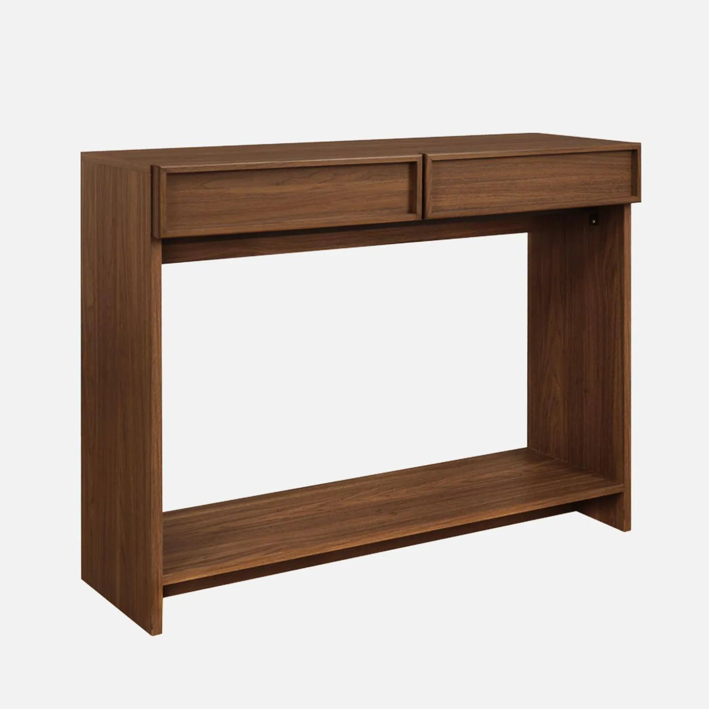 Wood effect console 2 drawers and shelf
