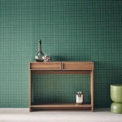Wood effect console 2 drawers and shelf