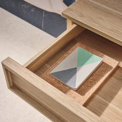 Wood effect desk 2 drawers 1 shelf 120cm