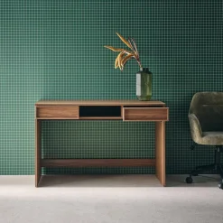 Wood effect desk 2 drawers 1 shelf 120cm