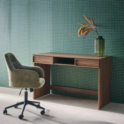 Wood effect desk 2 drawers 1 shelf 120cm