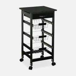 Wood-effect kitchen sideboard on castors, 37x37cm