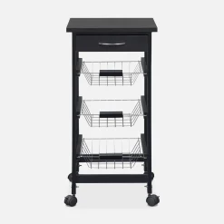 Wood-effect kitchen sideboard on castors, 37x37cm