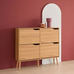 Wood effect shoe cabinet 4 drawers