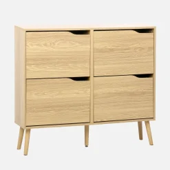 Wood effect shoe cabinet 4 drawers