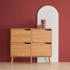 Wood effect shoe cabinet 4 drawers