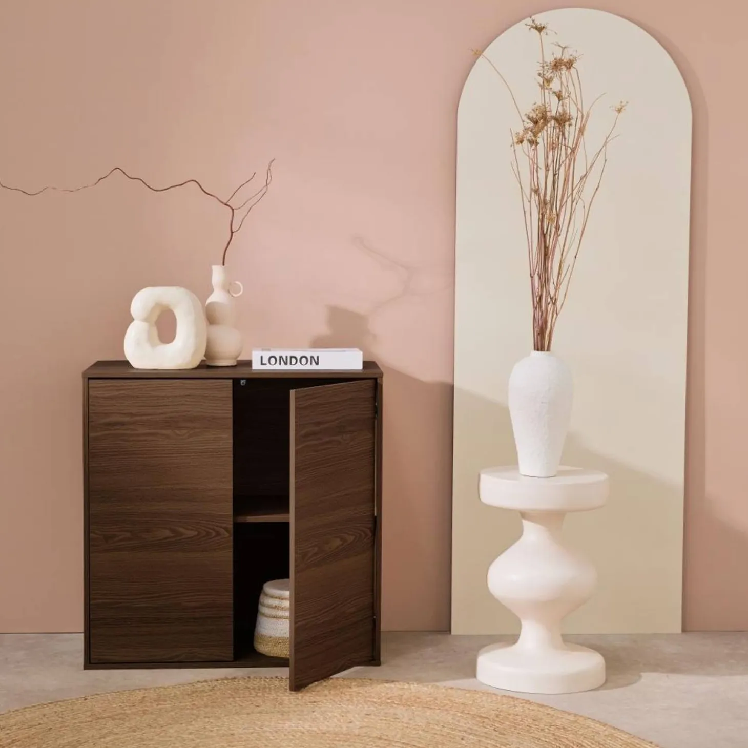 Wood effect storage unit, 2 doors, 70cm