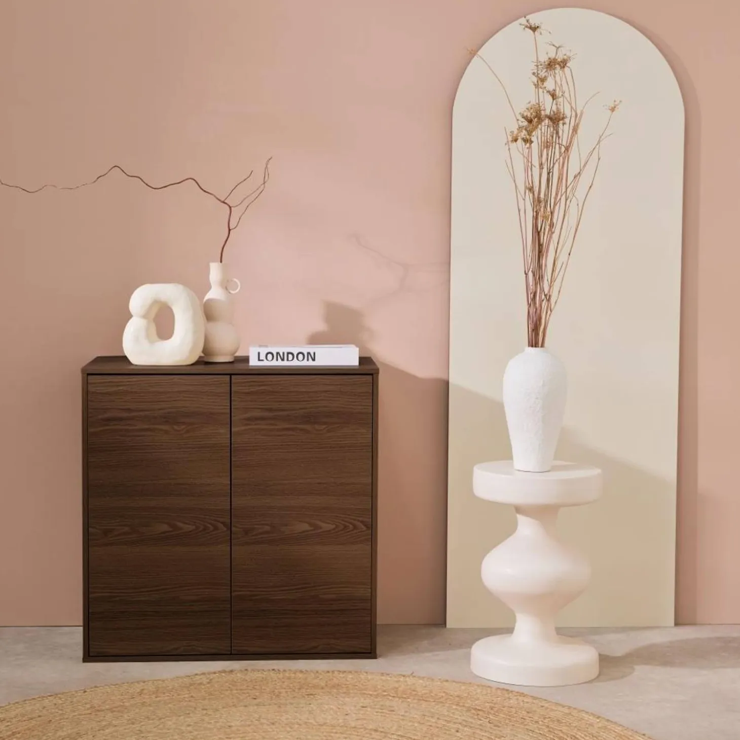 Wood effect storage unit, 2 doors, 70cm