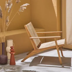 Wooden accent chair in resin