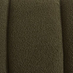 Wooden armchair with rounded legs in boucle fabric
