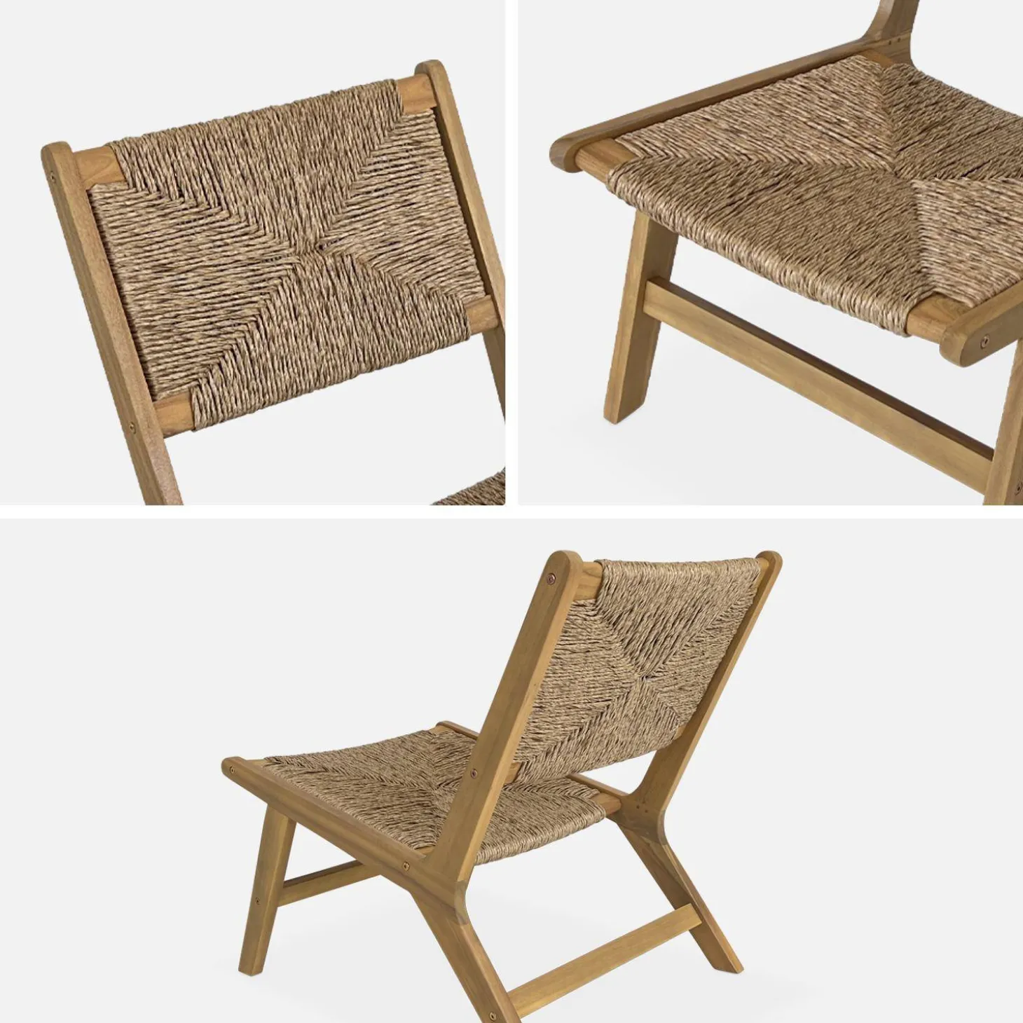 Wooden chair with straw-like resin