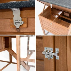 Wooden chicken coop for 4 chickens with nesting box