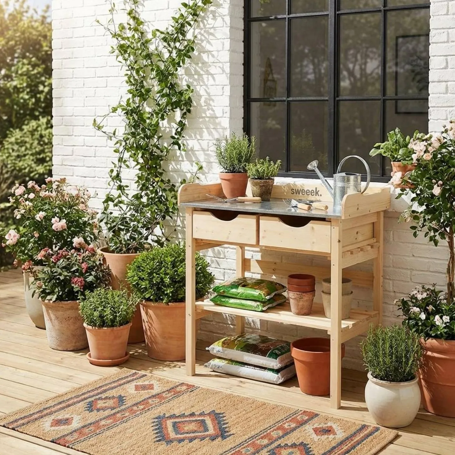 Wooden gardening table