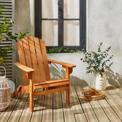 Wooden retro garden deck chair
