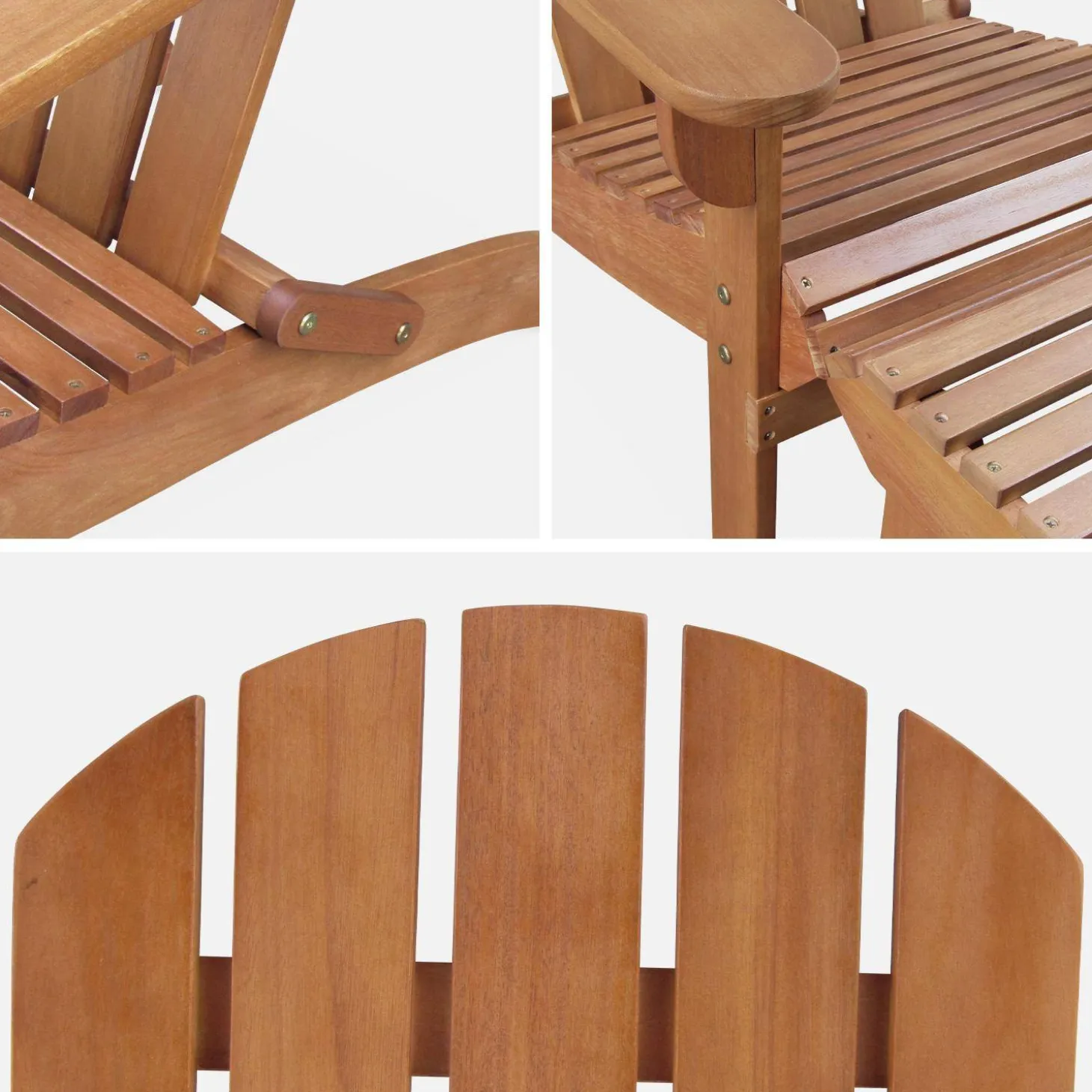 Wooden retro garden deck chair with side table